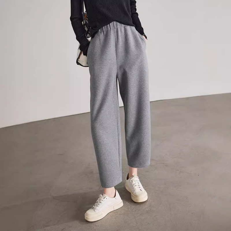 Ženske casual cropped hlače ravnog kroja – visok pojas, poliester/spandeks, mikroelastičnost