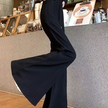 Ženské nohavice s širokými nohami, polyester/PVC materiál, štýl kráľovnej sestry, jar 2024