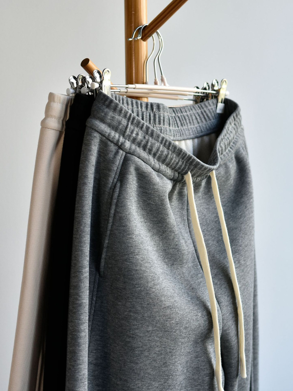 Široké bavlnené nohavice so stredným pásom, voľný strih, Glutinous Rice Cotton 70–80% s Spandex <30%, mimoriadne hrubé