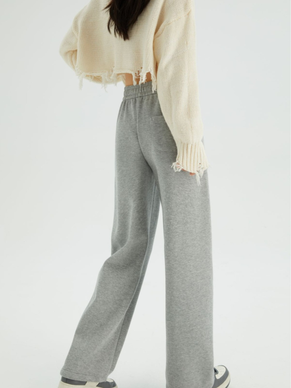 Široké bavlnené nohavice so stredným pásom, voľný strih, Glutinous Rice Cotton 70–80% s Spandex <30%, mimoriadne hrubé