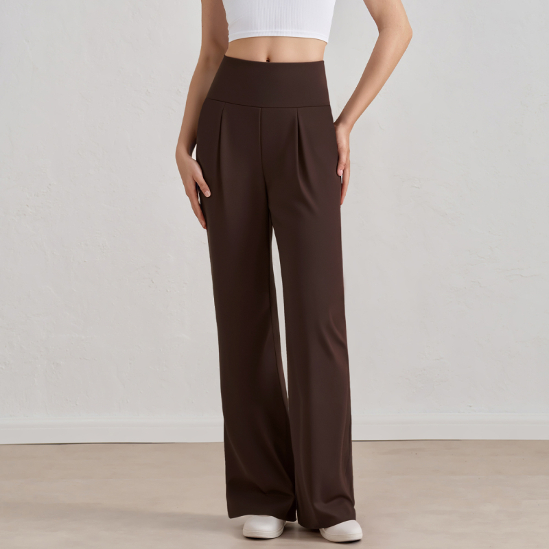 Ženske casual hlače s visokim strukom i ravnim krojem, lagani najlon-spandeks materijal, za ljeto