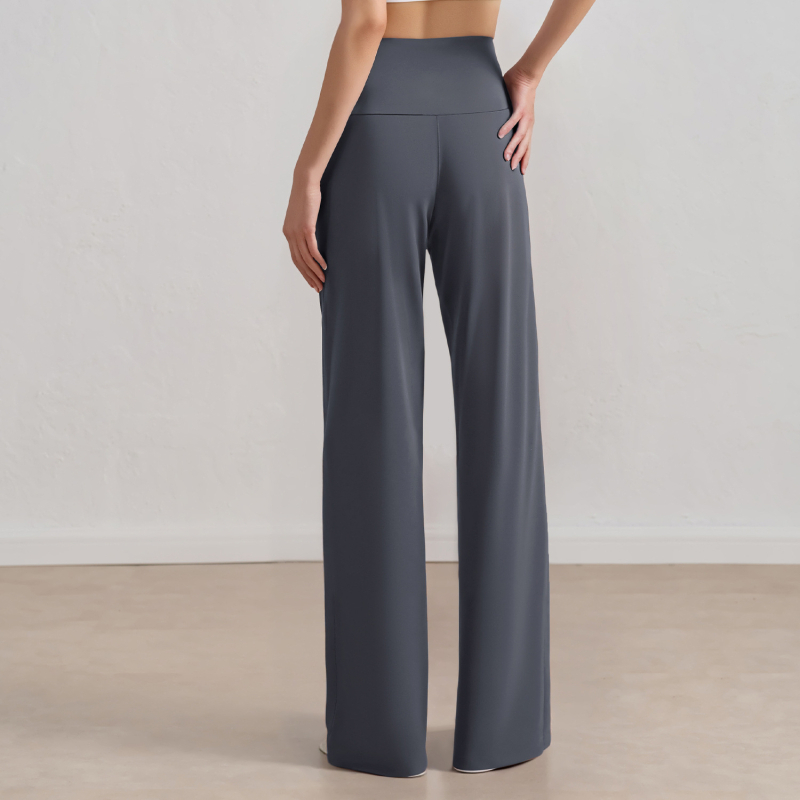 Ženske casual hlače s visokim strukom i ravnim krojem, lagani najlon-spandeks materijal, za ljeto