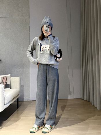 Ženske bananaste hlače, svileno-puhova mješavina, visokim pojasom, debele, zimska sezona 2024