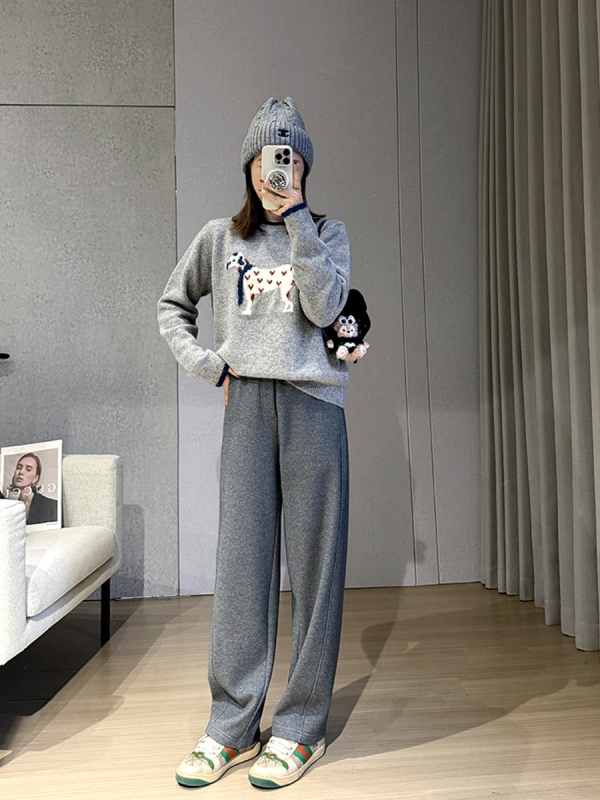 Ženske bananaste hlače, svileno-puhova mješavina, visokim pojasom, debele, zimska sezona 2024