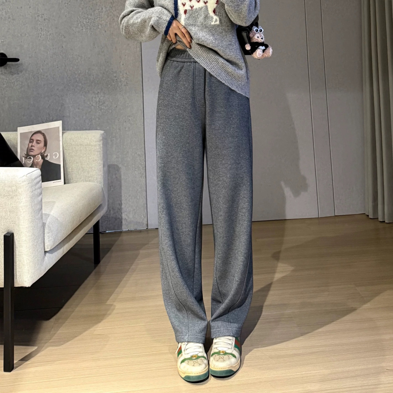 Ženske bananaste hlače, svileno-puhova mješavina, visokim pojasom, debele, zimska sezona 2024