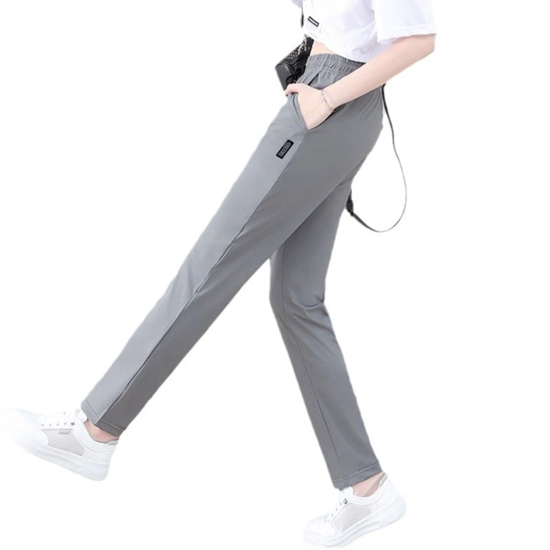 Γυναικείοι καθημερινοί παντελόνες, ελαφρύς πολυεστέρας, ψηλή μέση, ευθεία γραμμή, καλοκαιρινή συλλογή 2024