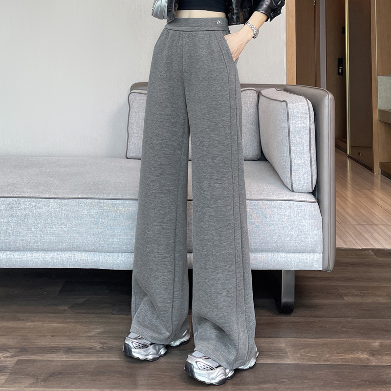 Ежедневни дамски панталони с широки крачоли, еластична талия, есен 2025, полиестер-модал смес