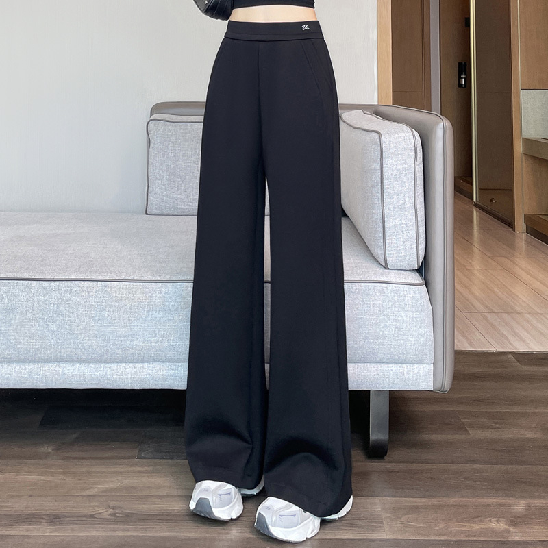 Ежедневни дамски панталони с широки крачоли, еластична талия, есен 2025, полиестер-модал смес