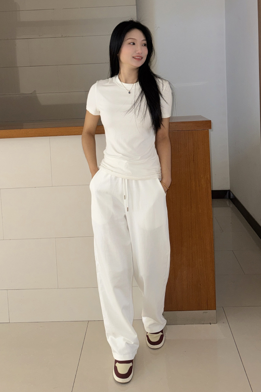 Γυναικείες φαρδιές αθλητικές παντελόνες με φλίς, υψηλή μέση, ίσια γραμμή, μακριές μέχρι το πάτωμα, βαμβάκι 95%+, Χειμώνας 2025