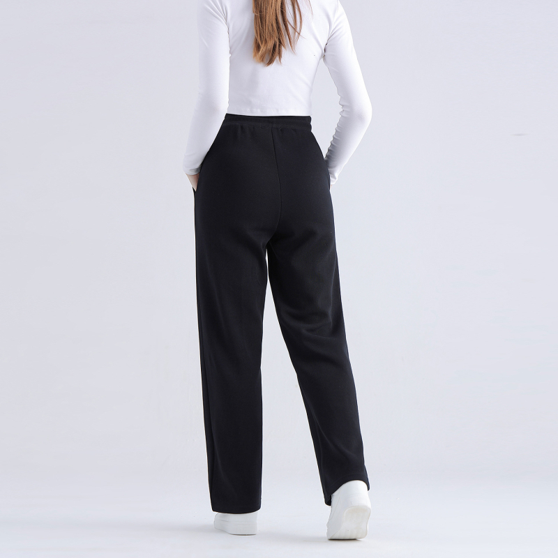 Γυναικείες φαρδιές αθλητικές παντελόνες με φλίς, υψηλή μέση, ίσια γραμμή, μακριές μέχρι το πάτωμα, βαμβάκι 95%+, Χειμώνας 2025