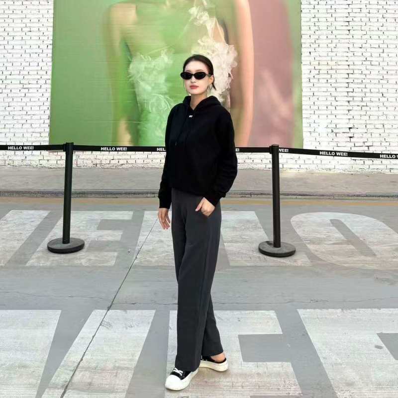 Γυναικείες φαρδιές αθλητικές παντελόνες με φλίς, υψηλή μέση, ίσια γραμμή, μακριές μέχρι το πάτωμα, βαμβάκι 95%+, Χειμώνας 2025