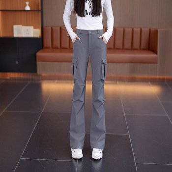 Csiokins magas derekú nylon nadrág, enyhén bővülő fazon, japán-koreai lazább stílus, közepes vastagság