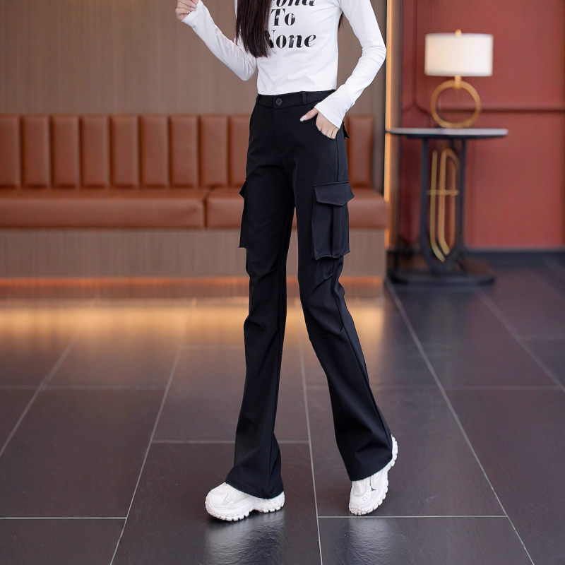 Csiokins magas derekú nylon nadrág, enyhén bővülő fazon, japán-koreai lazább stílus, közepes vastagság