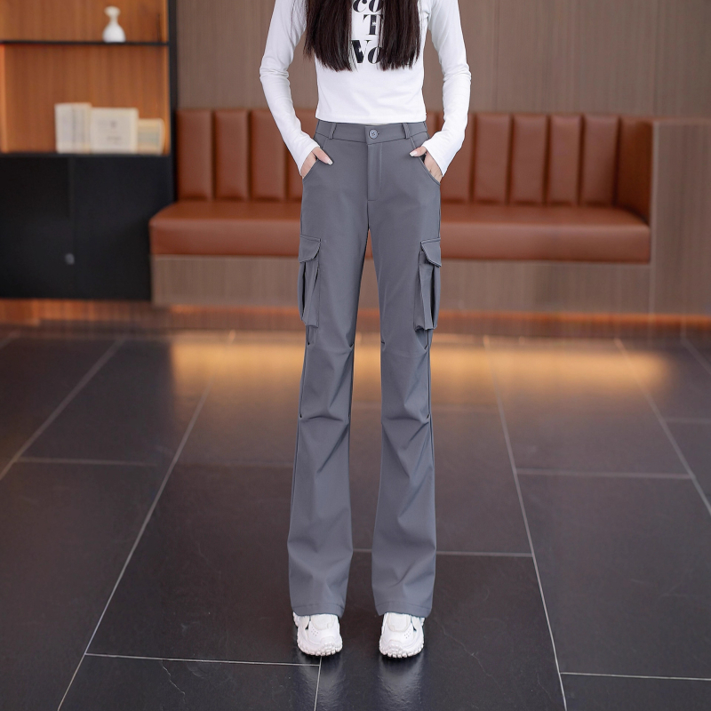 Csiokins magas derekú nylon nadrág, enyhén bővülő fazon, japán-koreai lazább stílus, közepes vastagság