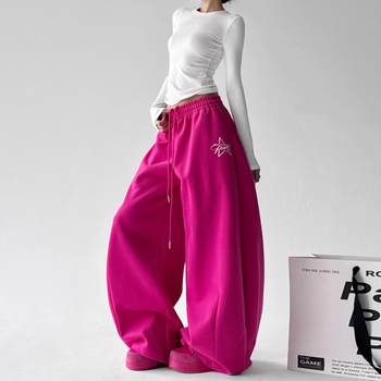 Pantaloni jogger femei talie înaltă, croială lejeră, poliester, casual, iarna 2025