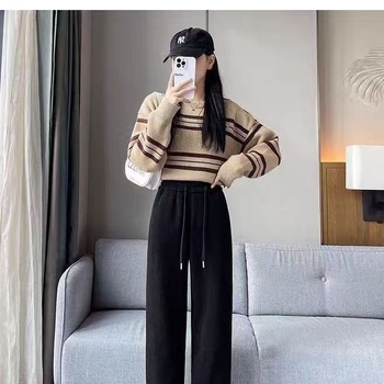 Damske hlače od tkanine s flis podstavom, debele, visok pojas, opušten kroj, jogger harém stil
