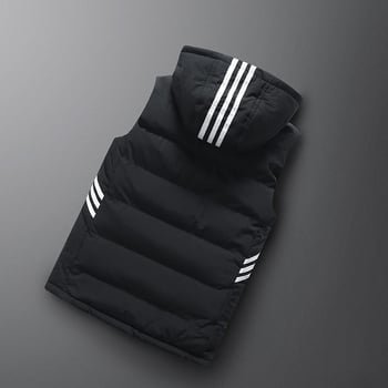 Pánska kapucňová vesta z polyesteru, hrubá, voľný strih, zips, tkanina z polyesteru
