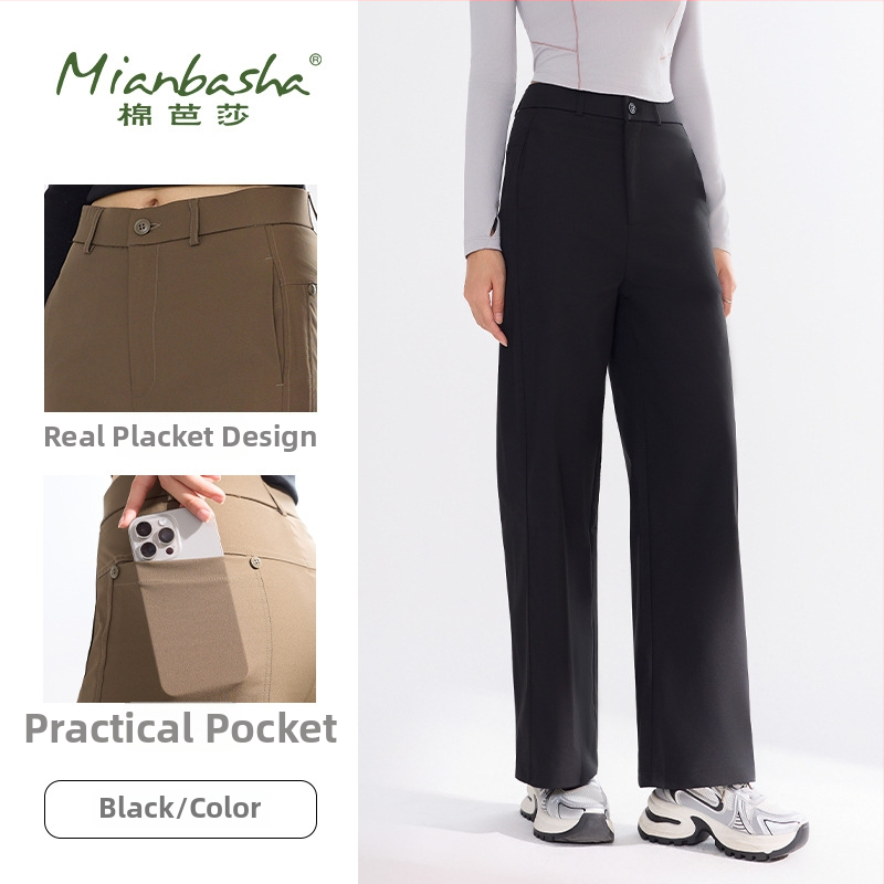 Dámske cargo nohavice s vysokým pásom, široké nohavice, 95% polyester, jemné pruženie