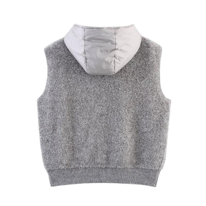 Pb&za Ženska kvilt veste s kapuljom i zipom, jesen 2025, poliester tkanina 70–80% sadržaja, casual japansko-korejski stil