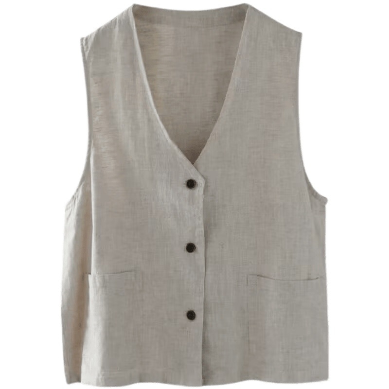 Vesta - Regular Zen stil, halter ovratnik, proljeće 2025, glavna tkanina 90-95% pamuk