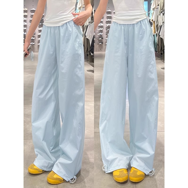 Dámske športové nohavice, vysoký pás, rovný a široký strih, 95% polyester, mikroelastickosť