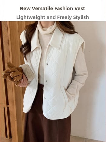 Dámska nylonová prešívaná bunda s vnútornou vestou, okrúhly golier, normálna dĺžka 50–65 cm, výplň polyester-bavlna, voľný štýl