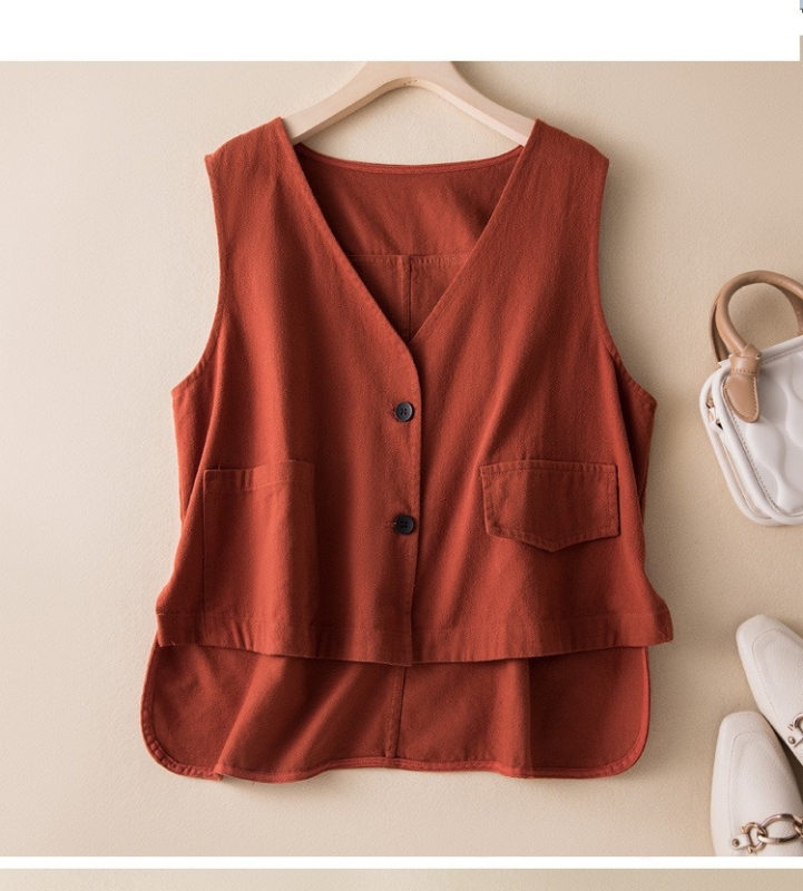 Pamukova vest s slobodnim krojem, V-izrez, književno retro stil, apstraktan uzorak, pamukovo punjenje