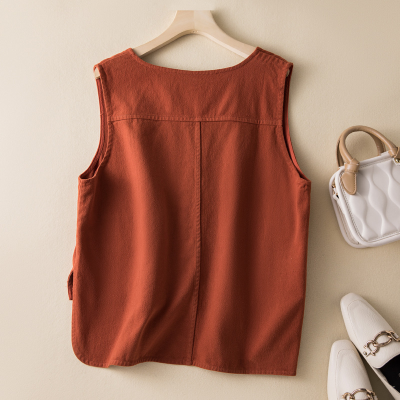 Pamukova vest s slobodnim krojem, V-izrez, književno retro stil, apstraktan uzorak, pamukovo punjenje