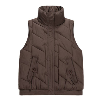 Sieviešu pūk-pamuka vesta ar pūka-pamuka pildījumu, pamata audums kokvilna, stāvošs apkaklis, rāvējslēdzējs, rombu raksts