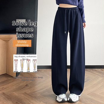 Dámske nohavice s fleecovou podšívkou, vysoký pás, široké nohavice, zimná hrubšia látka, zmes polyester-viskozy 2780-5