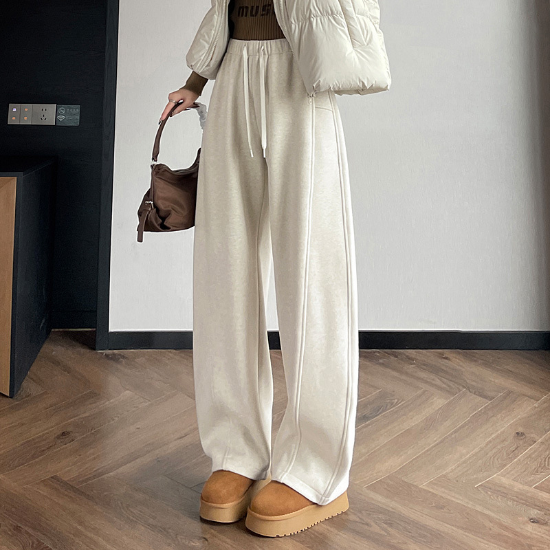 Dámske nohavice s fleecovou podšívkou, vysoký pás, široké nohavice, zimná hrubšia látka, zmes polyester-viskozy 2780-5