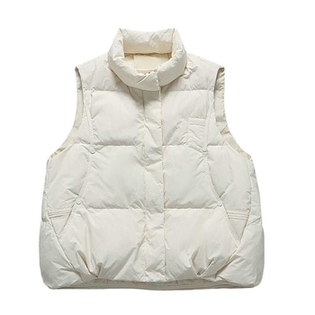 Sieviešu veste no poliesteru ar poliester-kokvilnas pildījumu, stāvošs kakls, rāvējslēdzējs, garums 50–65 cm