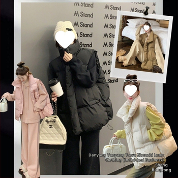 Sieviešu poliestera veste ar stāvošu apkakli un rāvējslēdzēju, brīvā piegriezuma, Korejas stils