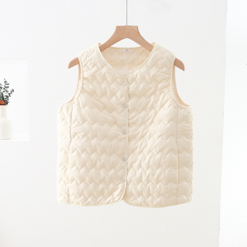 V-izrez bez rukava, poliester, punjenje od akrilno-pamuk, ležerni japansko-korejski stil