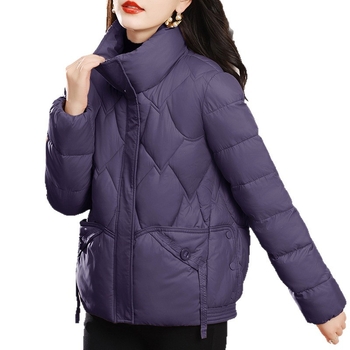 Női pamut-töltött kabát, töltet down-pamut, álló gallér, cipzáras zárás, laza szabású, hosszú ujjak