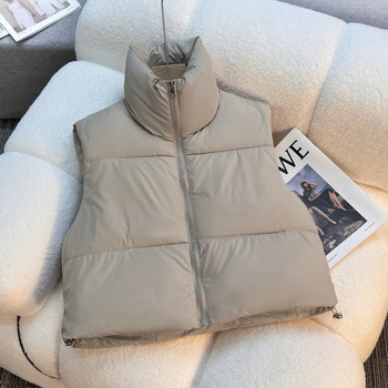 Kokvilnas veste ar stāvošu apkakli, rāvējslēdzēju, jostas auklu, īss garums, vienkrāsaina