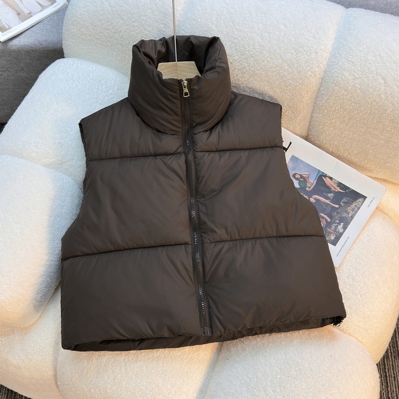 Kokvilnas veste ar stāvošu apkakli, rāvējslēdzēju, jostas auklu, īss garums, vienkrāsaina