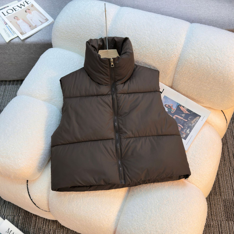 Kokvilnas veste ar stāvošu apkakli, rāvējslēdzēju, jostas auklu, īss garums, vienkrāsaina