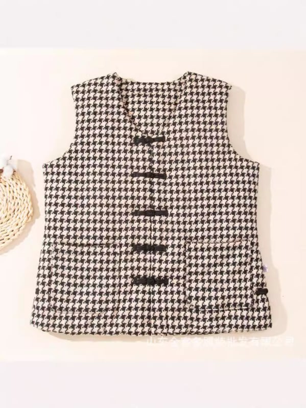 Sieviešu kokvilnas veste ar Lycra, kokvilnas pildījums, galvenā auduma sastāvs: kokvilna, V kakls, plaid raksts