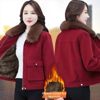 Dámsky parka kabát s kožušinkovým golierom, predný zips, polyester, voľný strih, stredná hrúbka