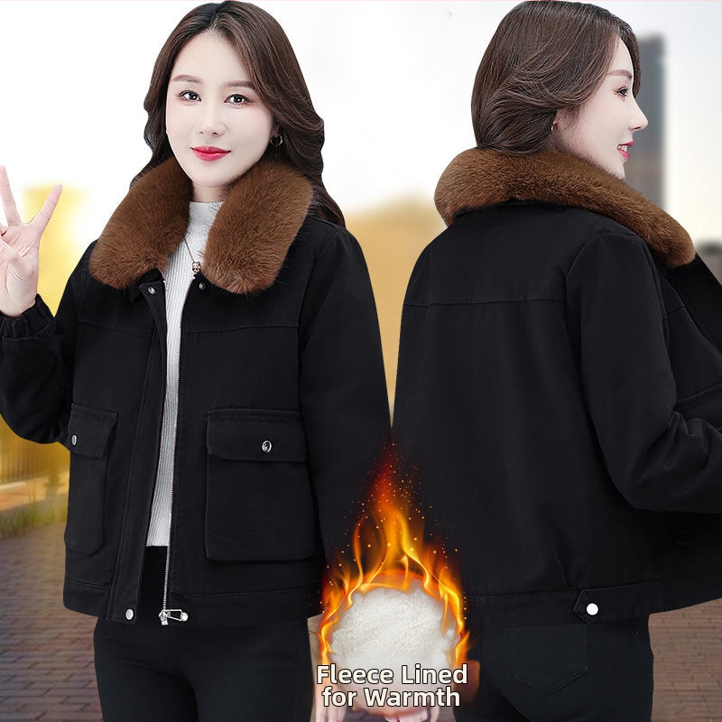 Dámsky parka kabát s kožušinkovým golierom, predný zips, polyester, voľný strih, stredná hrúbka