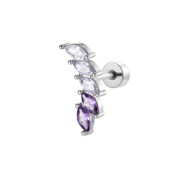 Piercing z kostnej časti ucha, geometrický tvar U, kovový materiál, diamantové spracovanie, unisex vintage štýl, biele zirkóny