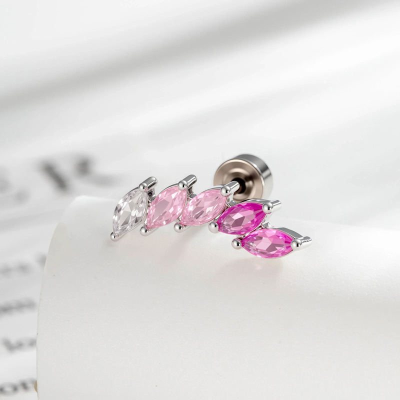 Piercing z kostnej časti ucha, geometrický tvar U, kovový materiál, diamantové spracovanie, unisex vintage štýl, biele zirkóny