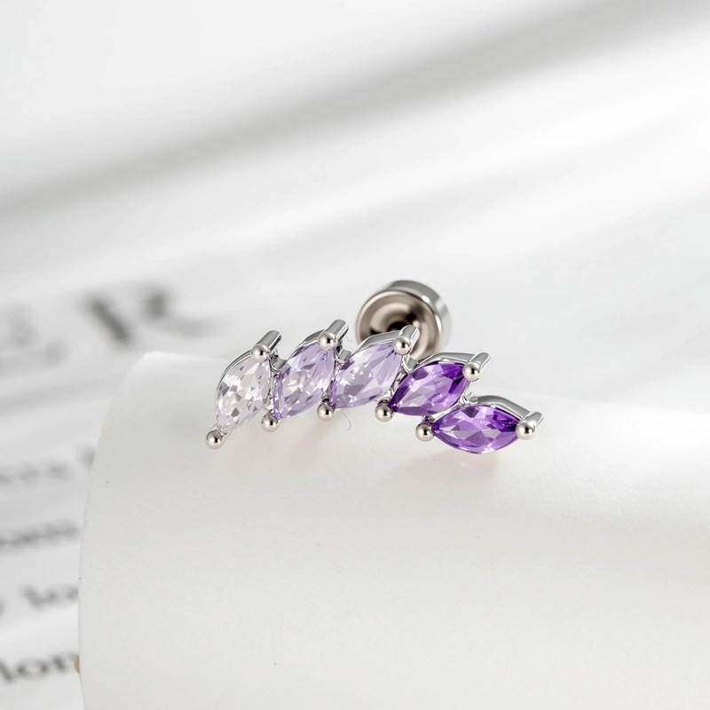 Piercing z kostnej časti ucha, geometrický tvar U, kovový materiál, diamantové spracovanie, unisex vintage štýl, biele zirkóny