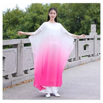 Zen haljina od velura, letajući rukavi, visok ovratnik, duga suknja, visok struk – Manjiaoqian