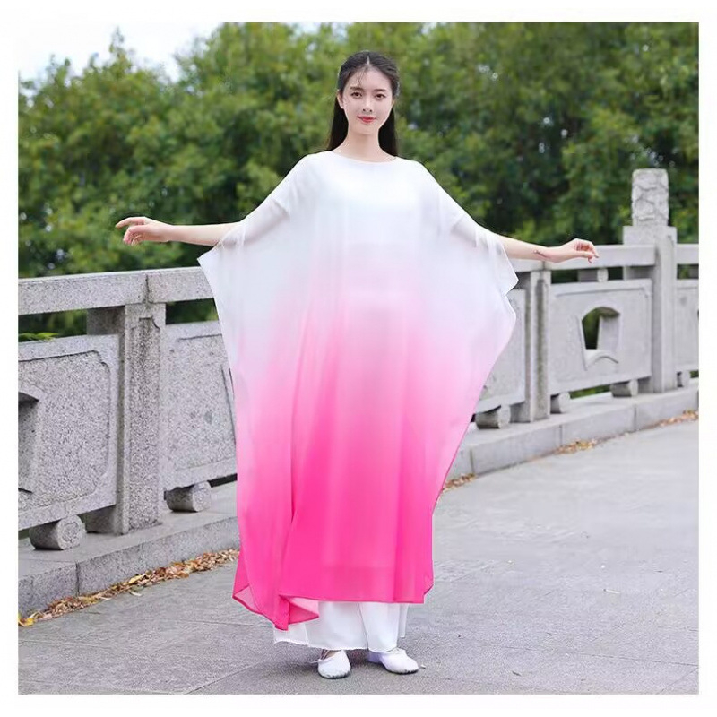 Zen haljina od velura, letajući rukavi, visok ovratnik, duga suknja, visok struk – Manjiaoqian