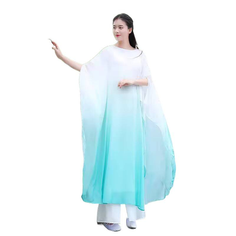 Zen haljina od velura, letajući rukavi, visok ovratnik, duga suknja, visok struk – Manjiaoqian