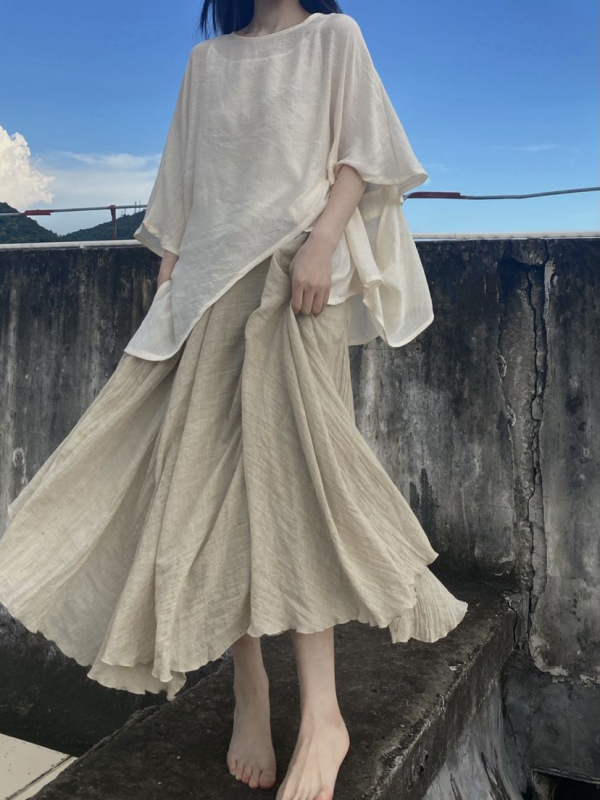 Set gornji dio i suknje u Zen Hanfu stilu, chenille tkanina s 50-70% spandex, šifra proizvoda Pxx1002227430
