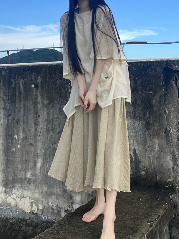 Set gornji dio i suknje u Zen Hanfu stilu, chenille tkanina s 50-70% spandex, šifra proizvoda Pxx1002227430