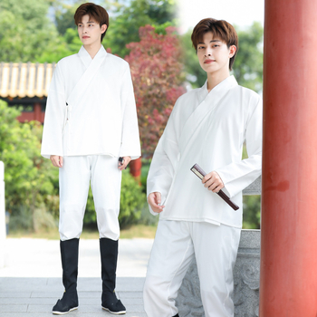 Hanfu set donjeg sloja: gornji dio i tajice, unisex, crna unutarnja majica, nije drevni kostim, glavni materijal: kozja koža, naziv tkanine: žičano platno, ljeto 2023